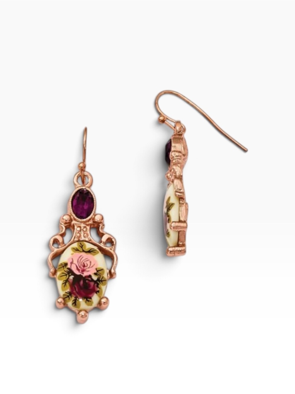 New with tag 1928® Gold Tone Simulated Crystal Floral Drop Earrings